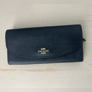 Coach Navy blue Textured Leather Wallet